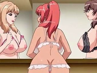 Three Anime Girls With Big Breasts Engaging In Oral Sex And Sharing